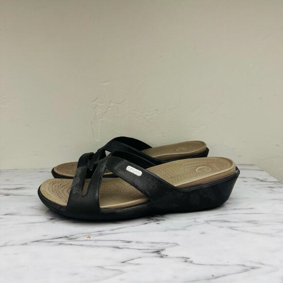 Crocs Patricia II Black Slide Sandals Women’s Size 8 - Picture 1 of 9